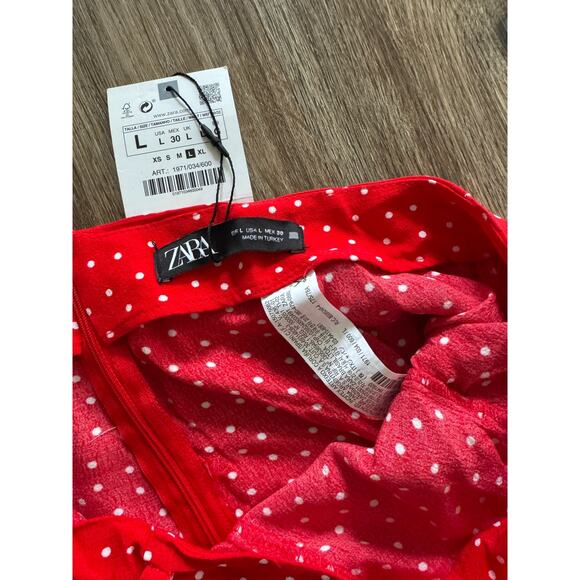 Zara Red and White Polka dot mini Skirt with built in shorts - Picture 3 of 5